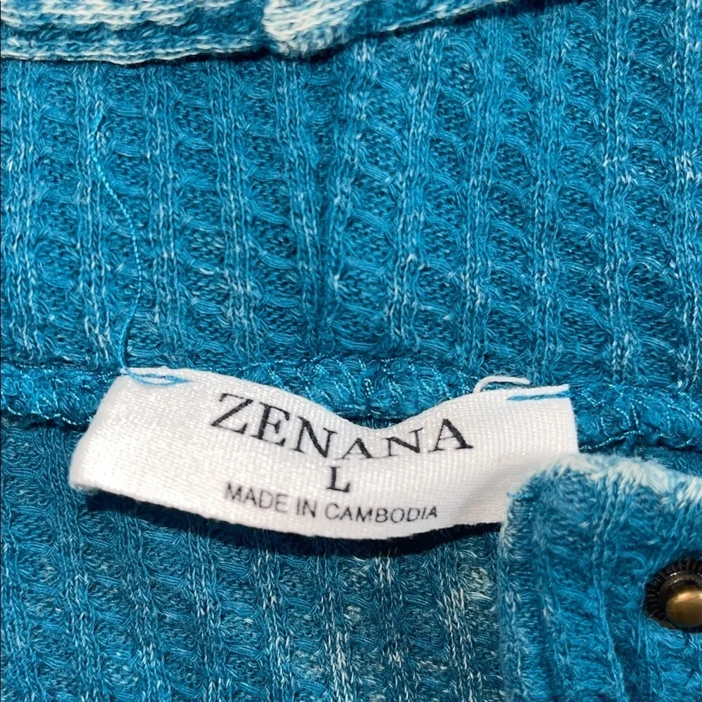 Zenana Outfitters Turquoise blue  Knit waffle long sleeve size large